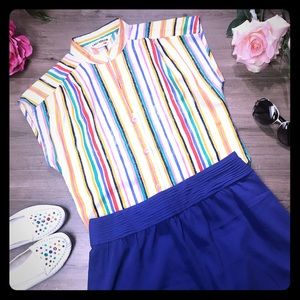 Vintage Striped Button Top